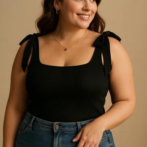 top de lazos en hombro color negro