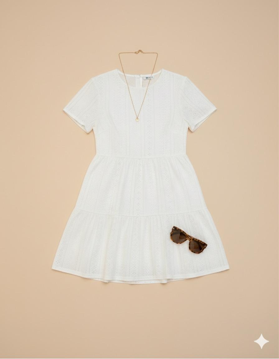 vestido blanco de textura jacquard vestido blanco de textura jacquard